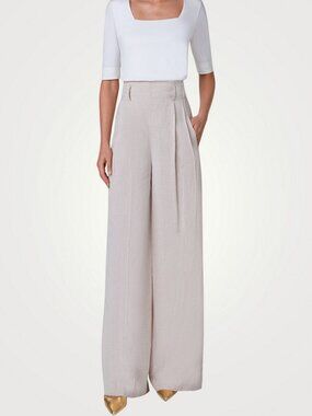 Akris Punto Florina Beige High-Waisted Wide Leg Linen Blend Pants – Sz 10